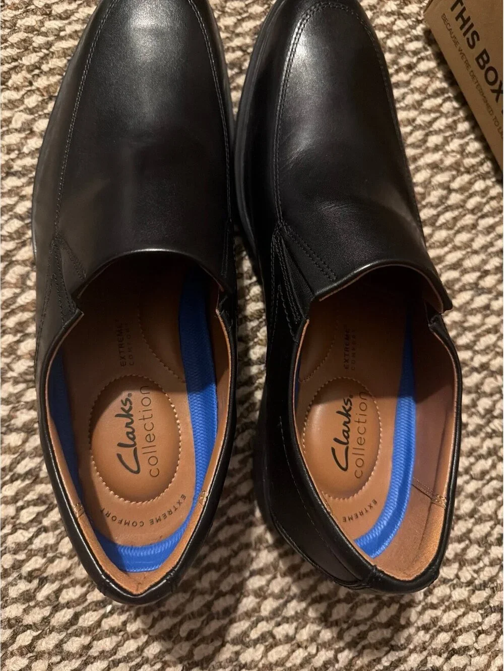 NEW IN BOX Clarks Black Whiddon Step Loafers Men’s 10.5 Wide